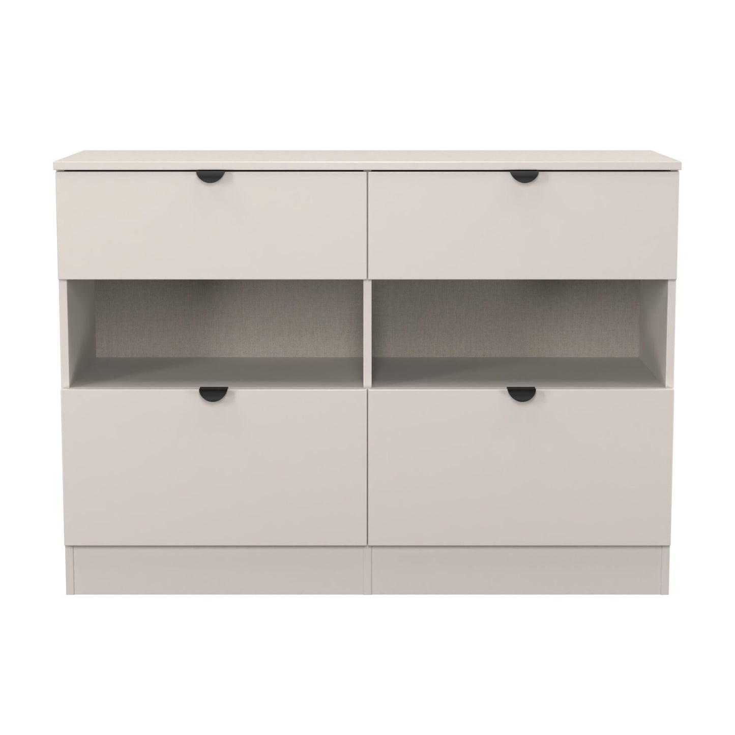 Bora Large Chest of Drawers Off-White 2 Shelves 4 Drawers 110cm