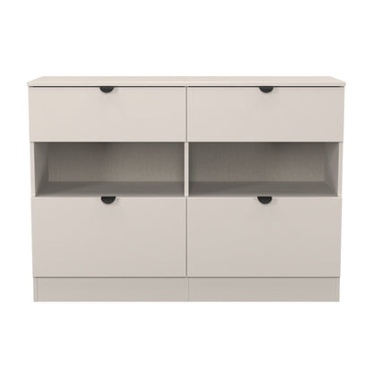 Bora Large Chest of Drawers Off-White 2 Shelves 4 Drawers 110cm