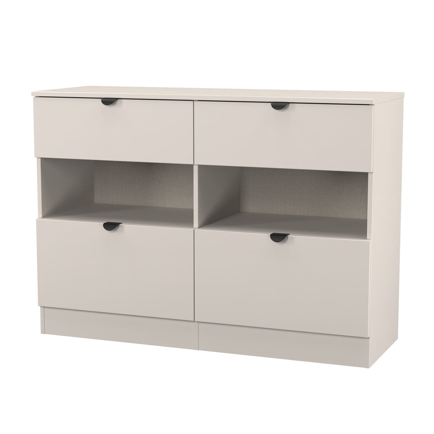 Bora Large Chest of Drawers Off-White 2 Shelves 4 Drawers 110cm