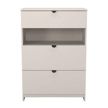 Bora Tall Chest of Drawers Off-White 1 Shelf 3 Drawers 108cm