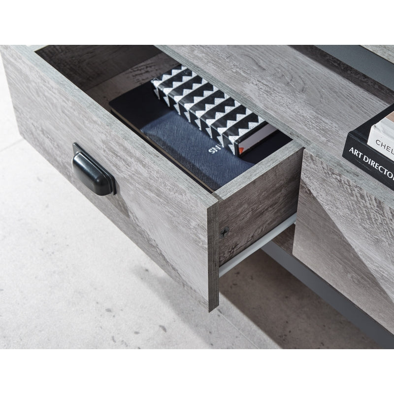 GFW Boston TV Unit Metal & Wood Grey 1 Shelf 2 Drawers