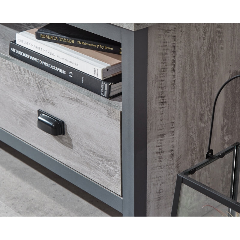 GFW Boston TV Unit Metal & Wood Grey 1 Shelf 2 Drawers