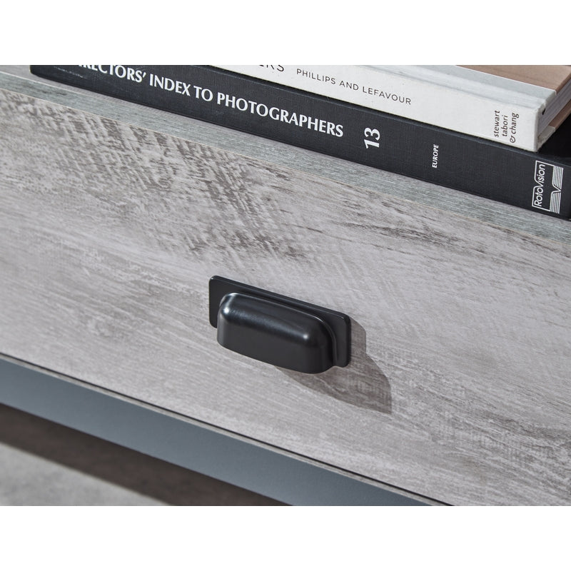 GFW Boston TV Unit Metal & Wood Grey 1 Shelf 2 Drawers