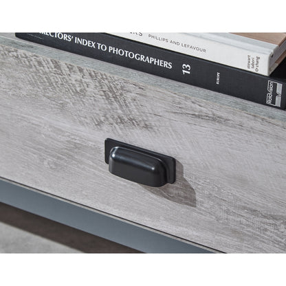 GFW Boston TV Unit Metal & Wood Grey 1 Shelf 2 Drawers