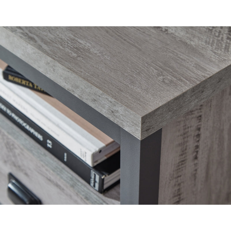 GFW Boston TV Unit Metal & Wood Grey 1 Shelf 2 Drawers