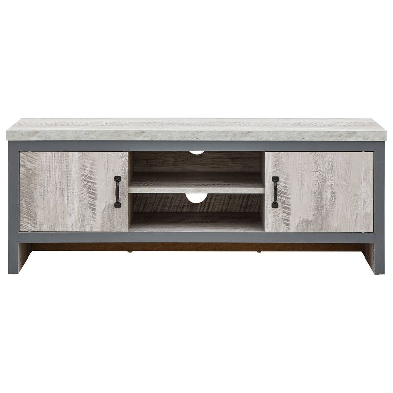 GFW Boston TV Unit Metal & Wood Grey 2 Shelves 2 Doors