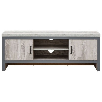 GFW Boston TV Unit Metal & Wood Grey 2 Shelves 2 Doors