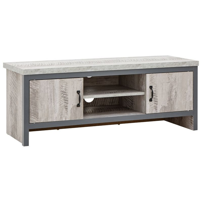 GFW Boston TV Unit Metal & Wood Grey 2 Shelves 2 Doors