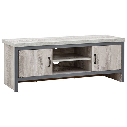 GFW Boston TV Unit Metal & Wood Grey 2 Shelves 2 Doors