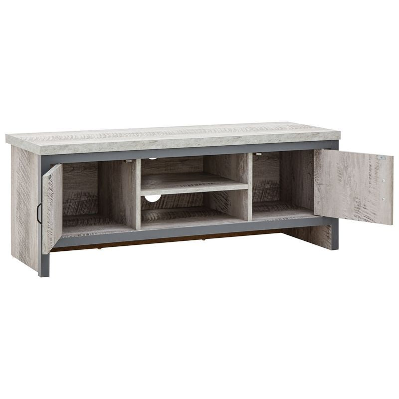 GFW Boston TV Unit Metal & Wood Grey 2 Shelves 2 Doors