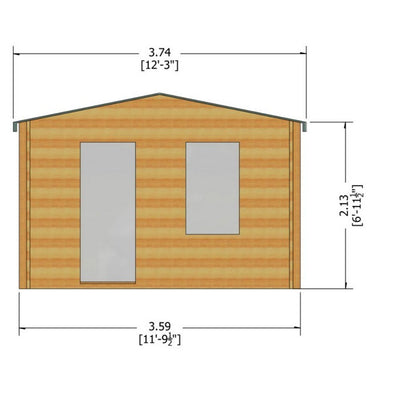 Shire Shire Bucknells 11' 9" x 11' 9" Apex Log Cabin - Premium 34mm Cladding Tongue & Groove
