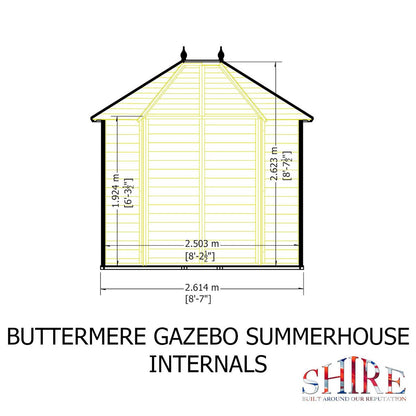 Shire Buttermere 6' 10" x 9' 4" Hexagonal Hip Summerhouse - Premium Dip Treated Shiplap