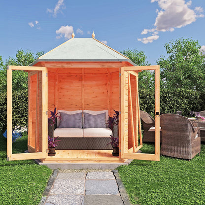 Shire Buttermere 6' 10" x 9' 4" Hexagonal Hip Summerhouse - Premium Dip Treated Shiplap