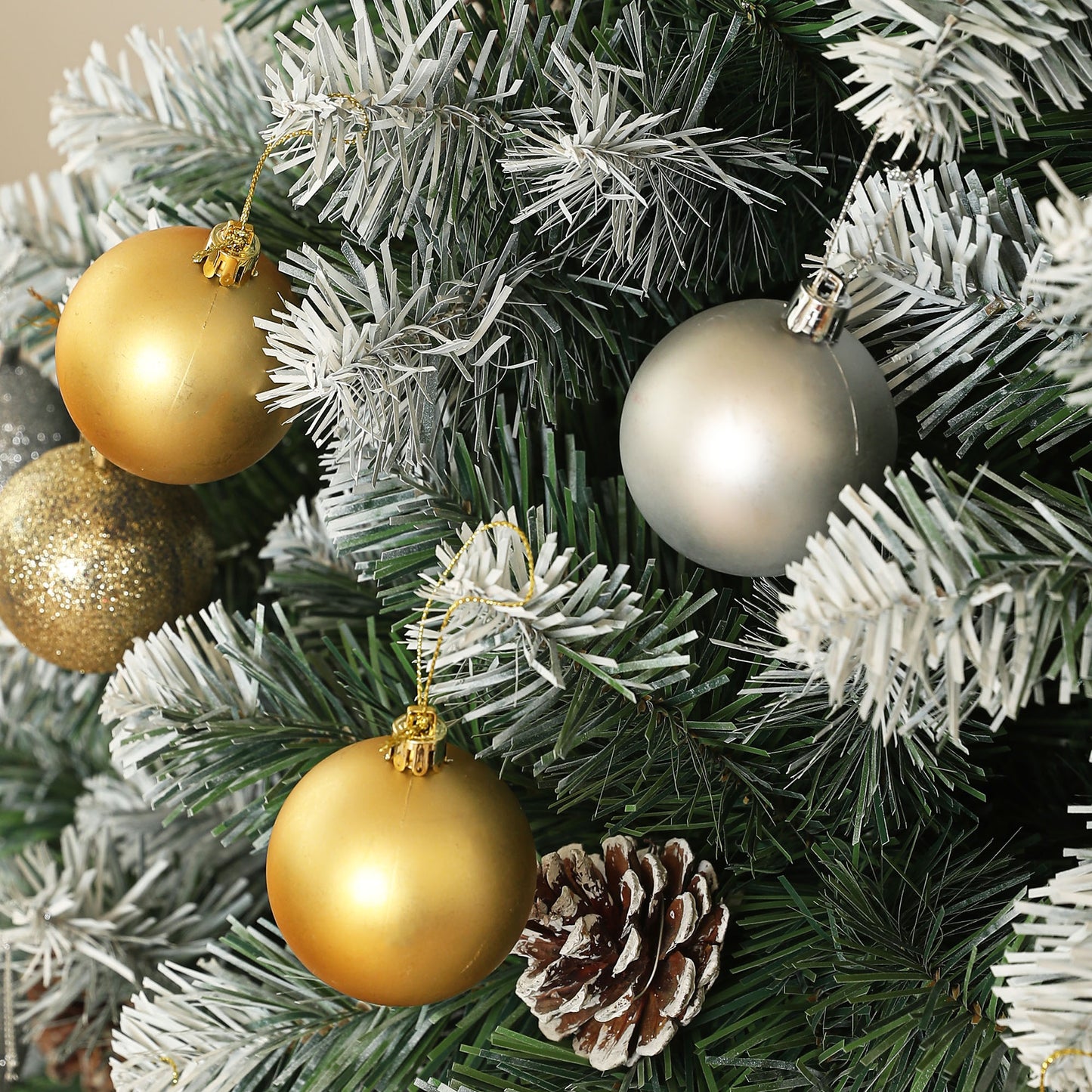 7ft Pinecone Christmas Tree Artificial - White Frosted Green  1152 Tips