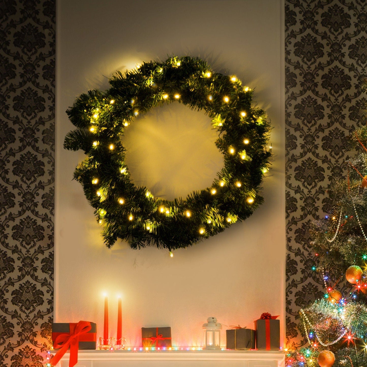Homcom Christmas Wreath Decoration Primary Image