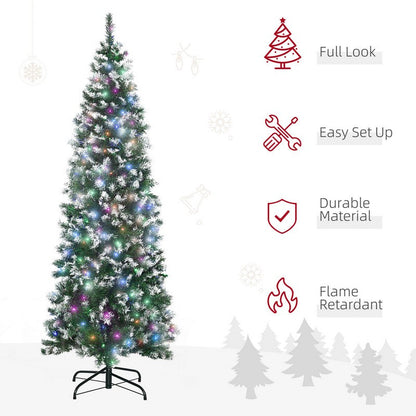 6 Foot Tall Prelit Pencil Slim Artificial Christmas Tree with Realistic Branches