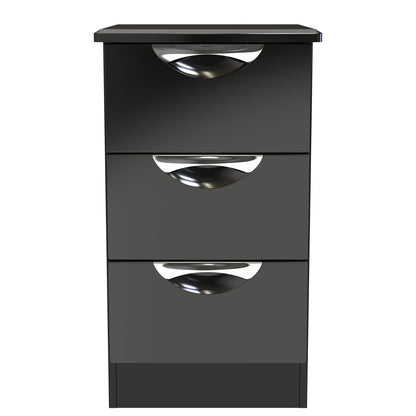 Camden Bedside Table Black 3 Drawers 70cm