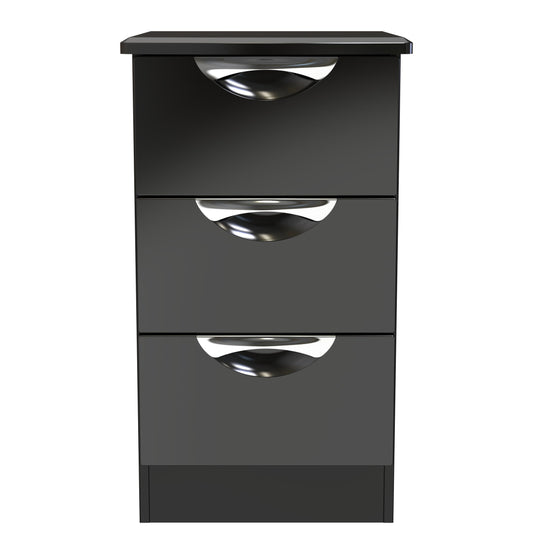 Camden Bedside Table Black 3 Drawers 70cm