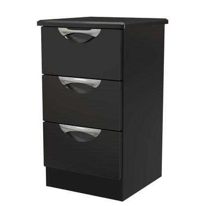 Camden Bedside Table Black 3 Drawers 70cm