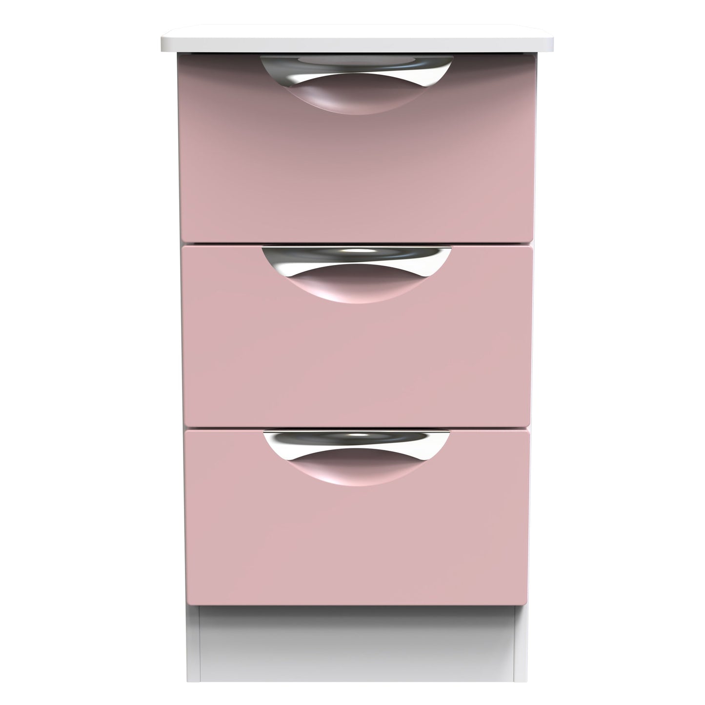 Camden Bedside Table Pink & White 3 Drawers 70cm
