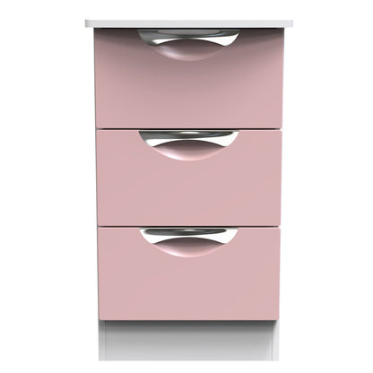 Camden Bedside Table Pink & White 3 Drawers 70cm