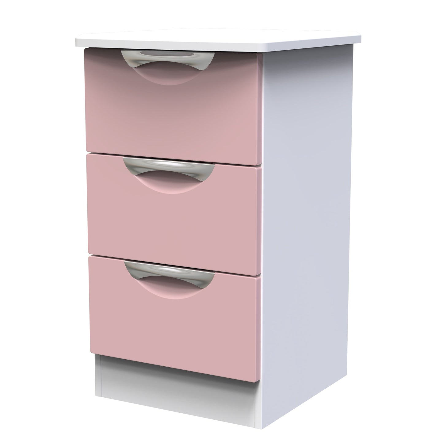 Camden Bedside Table Pink & White 3 Drawers 70cm
