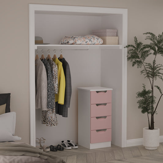 Camden Tallboy Pink & White 4 Drawers 89cm