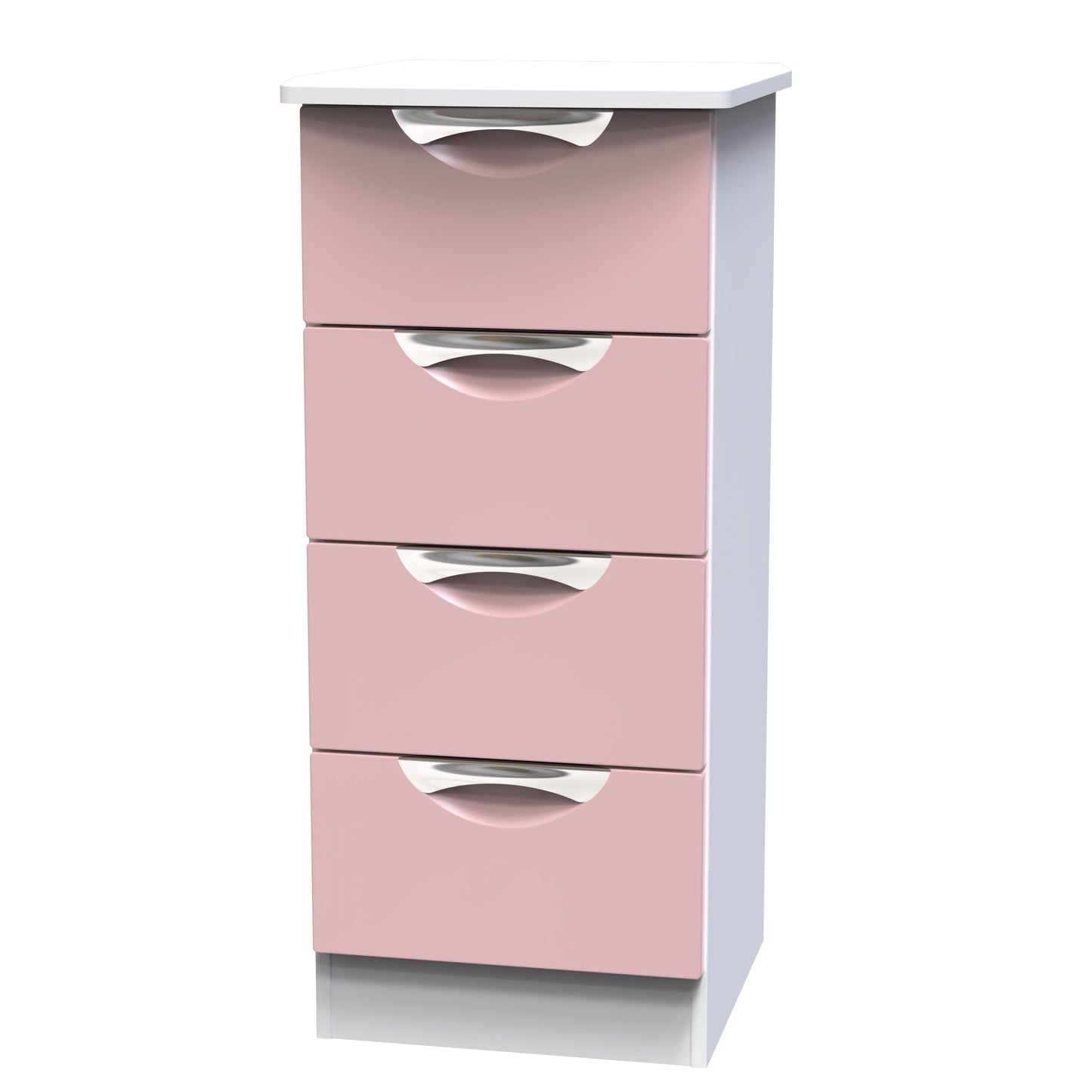 Camden Tallboy Pink & White 4 Drawers 89cm