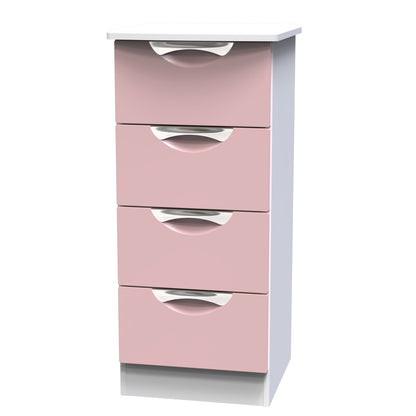 Camden Tallboy Pink & White 4 Drawers 89cm