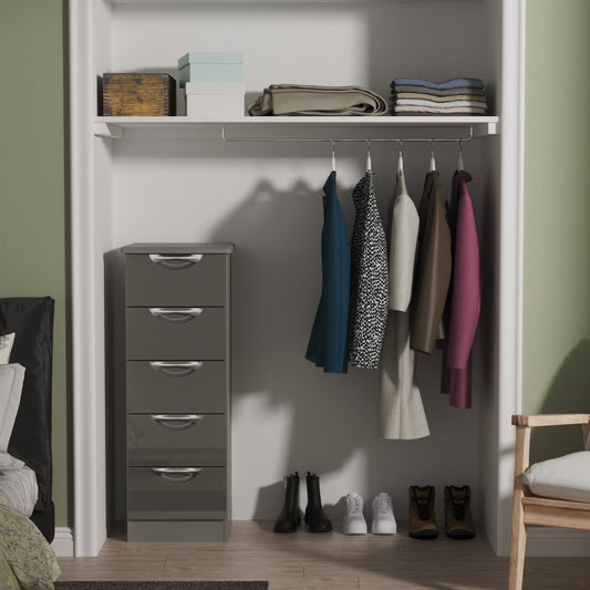Camden Tall Tallboy Grey 5 Drawers 108cm