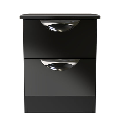 Camden Bedside Table Black 2 Drawers 51cm