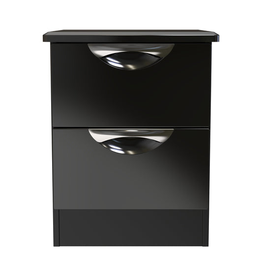 Camden Bedside Table Black 2 Drawers 51cm