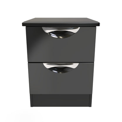 Camden Bedside Table Black 2 Drawers 51cm