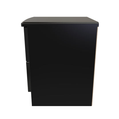 Camden Bedside Table Black 2 Drawers 51cm