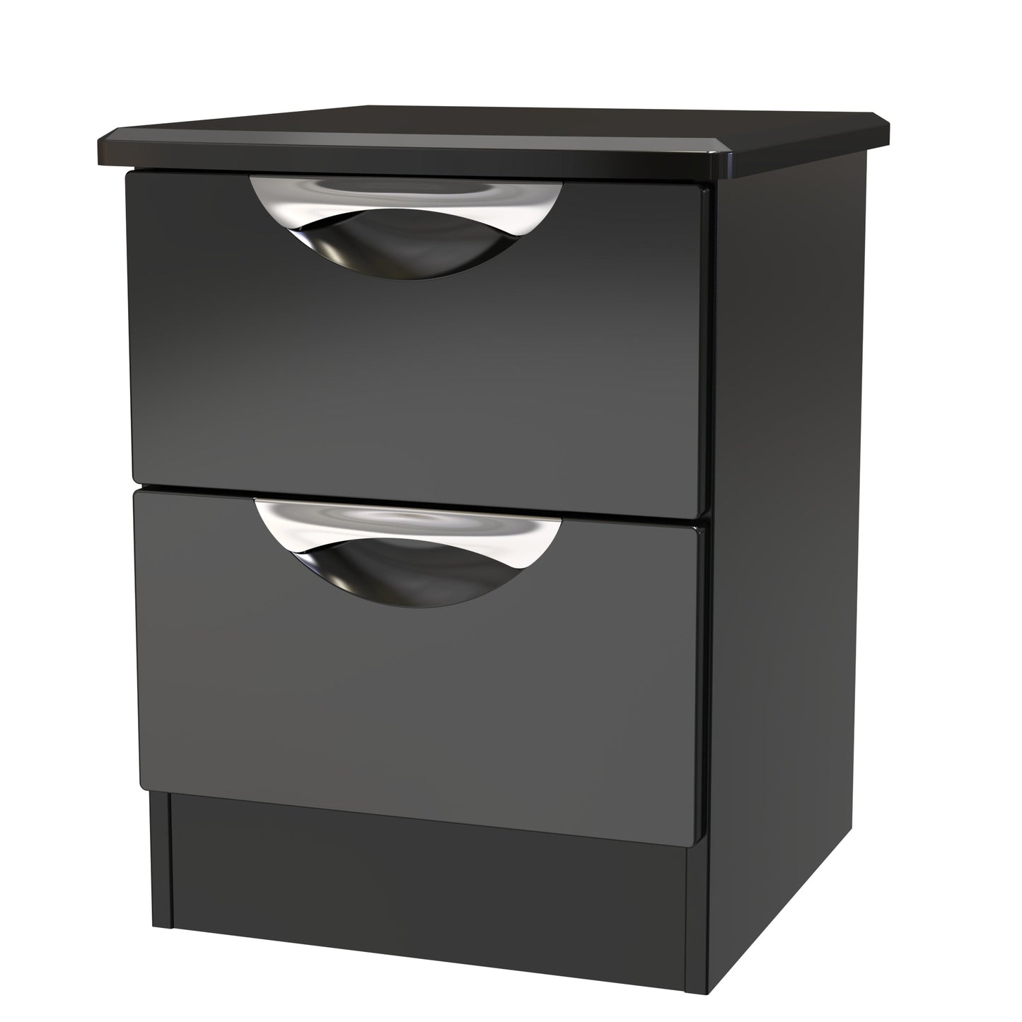 Camden Bedside Table Black 2 Drawers 51cm