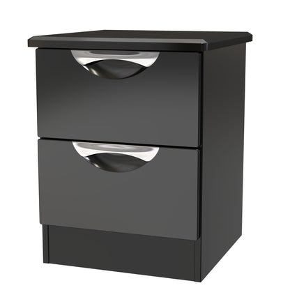 Camden Bedside Table Black 2 Drawers 51cm