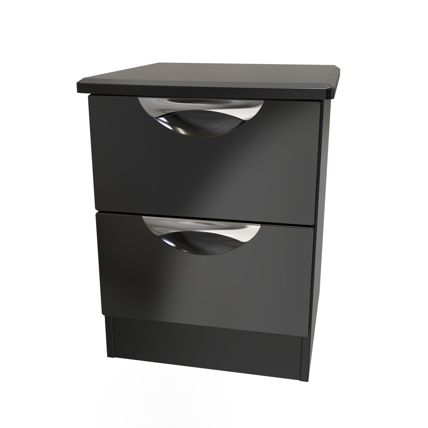 Camden Bedside Table Black 2 Drawers 51cm