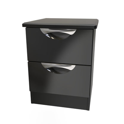 Camden Bedside Table Black 2 Drawers 51cm