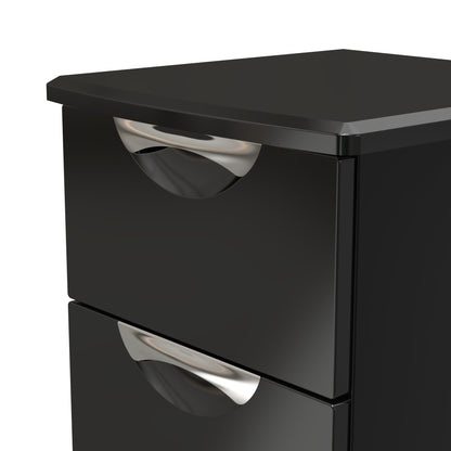 Camden Bedside Table Black 2 Drawers 51cm