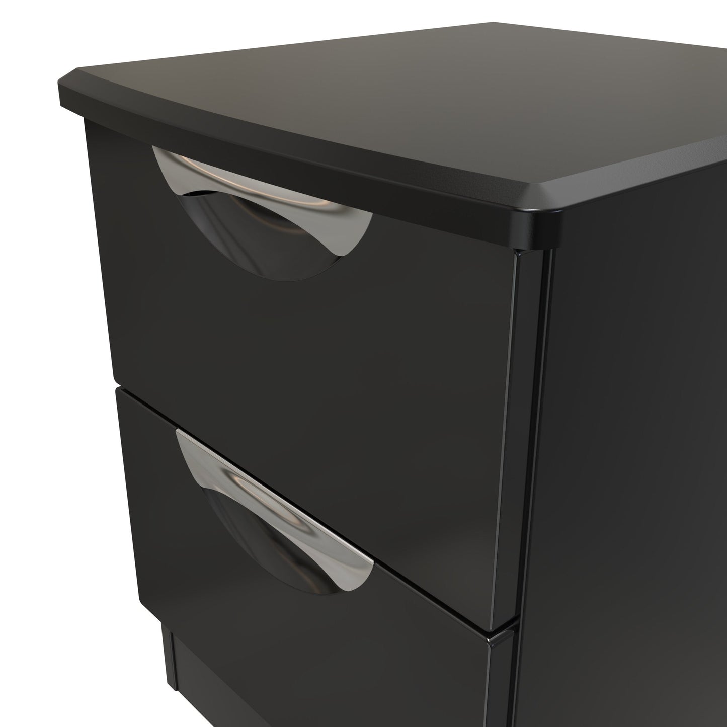 Camden Bedside Table Black 2 Drawers 51cm