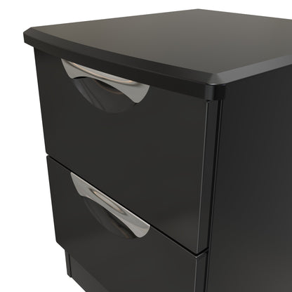 Camden Bedside Table Black 2 Drawers 51cm