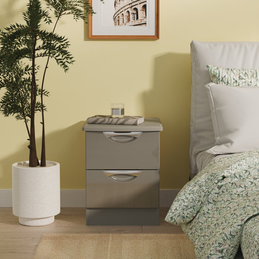 Camden Bedside Table Grey 2 Drawers 51cm