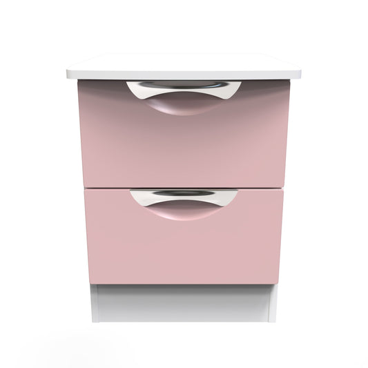 Camden Bedside Table Pink & White 2 Drawers 51cm