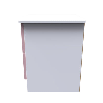 Camden Bedside Table Pink & White 2 Drawers 51cm