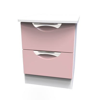 Camden Bedside Table Pink & White 2 Drawers 51cm