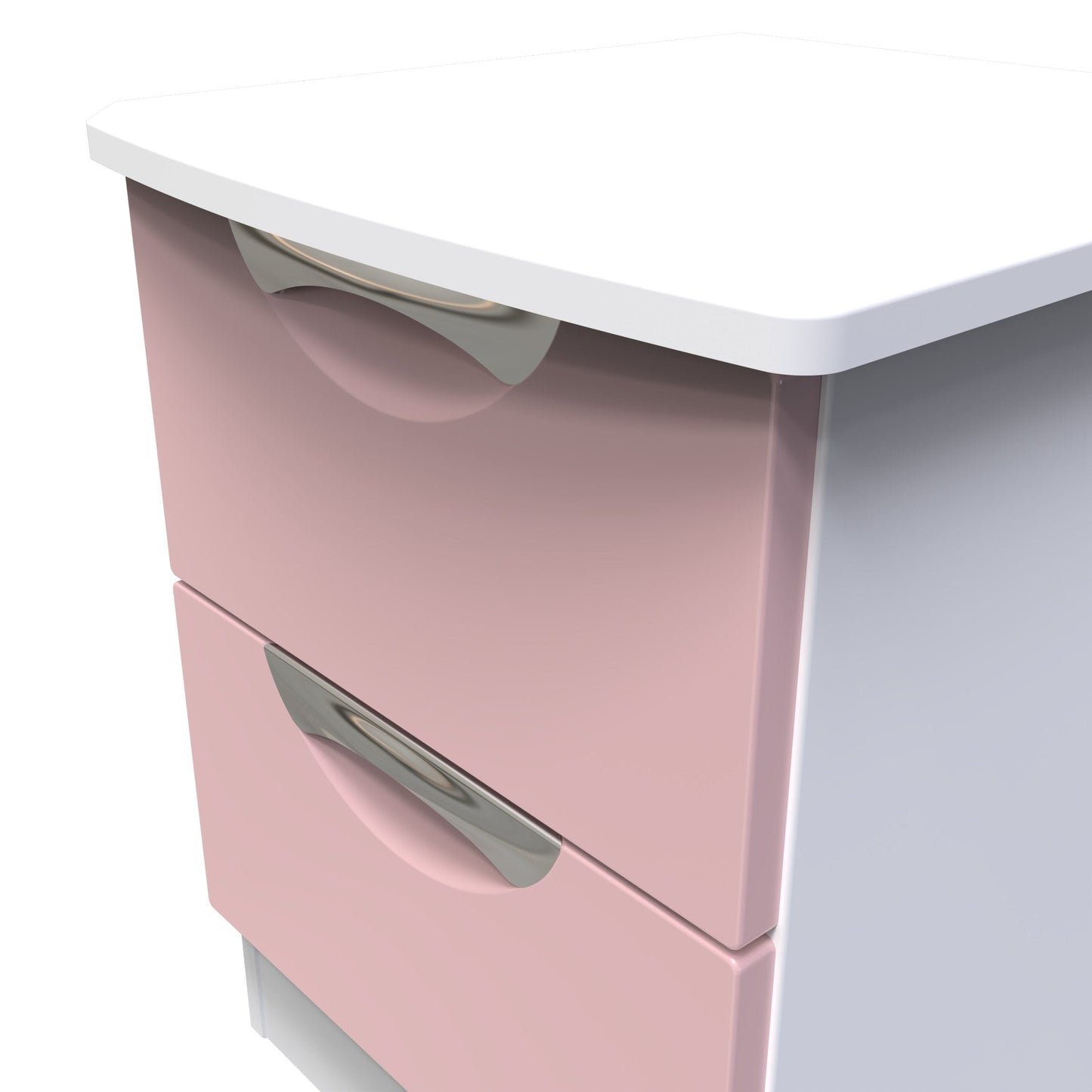 Camden Bedside Table Pink & White 2 Drawers 51cm