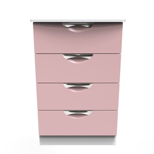 Camden Chest of Drawers Pink & White 4 Drawers 89cm