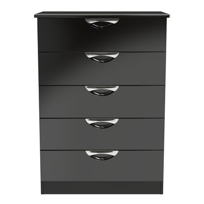 Camden Tall Chest of Drawers Black 5 Drawers 108cm
