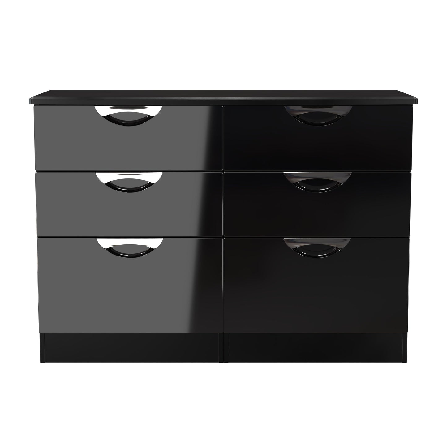 Camden Large Chest of Drawers Black 6 Drawers 112cm