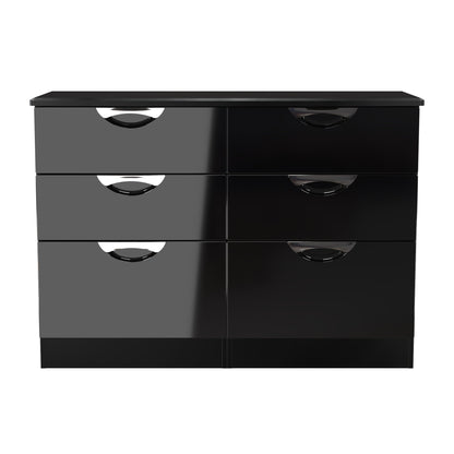 Camden Large Chest of Drawers Black 6 Drawers 112cm